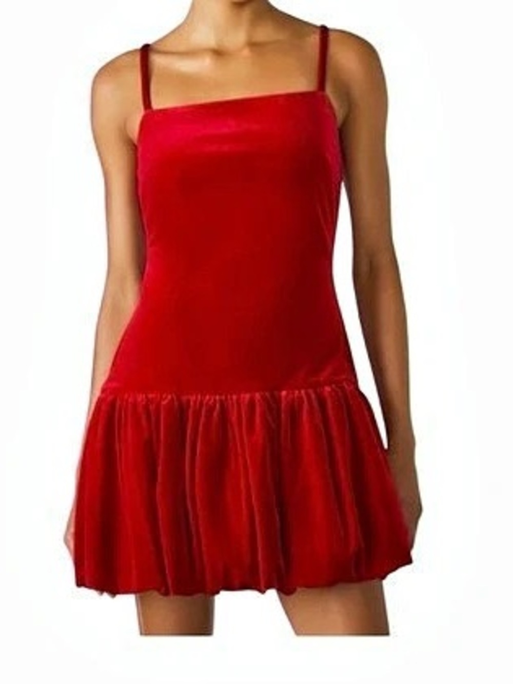 Steve Madden Giovanna Red Velvet Bubble Hem Mini Dress-Size Medium